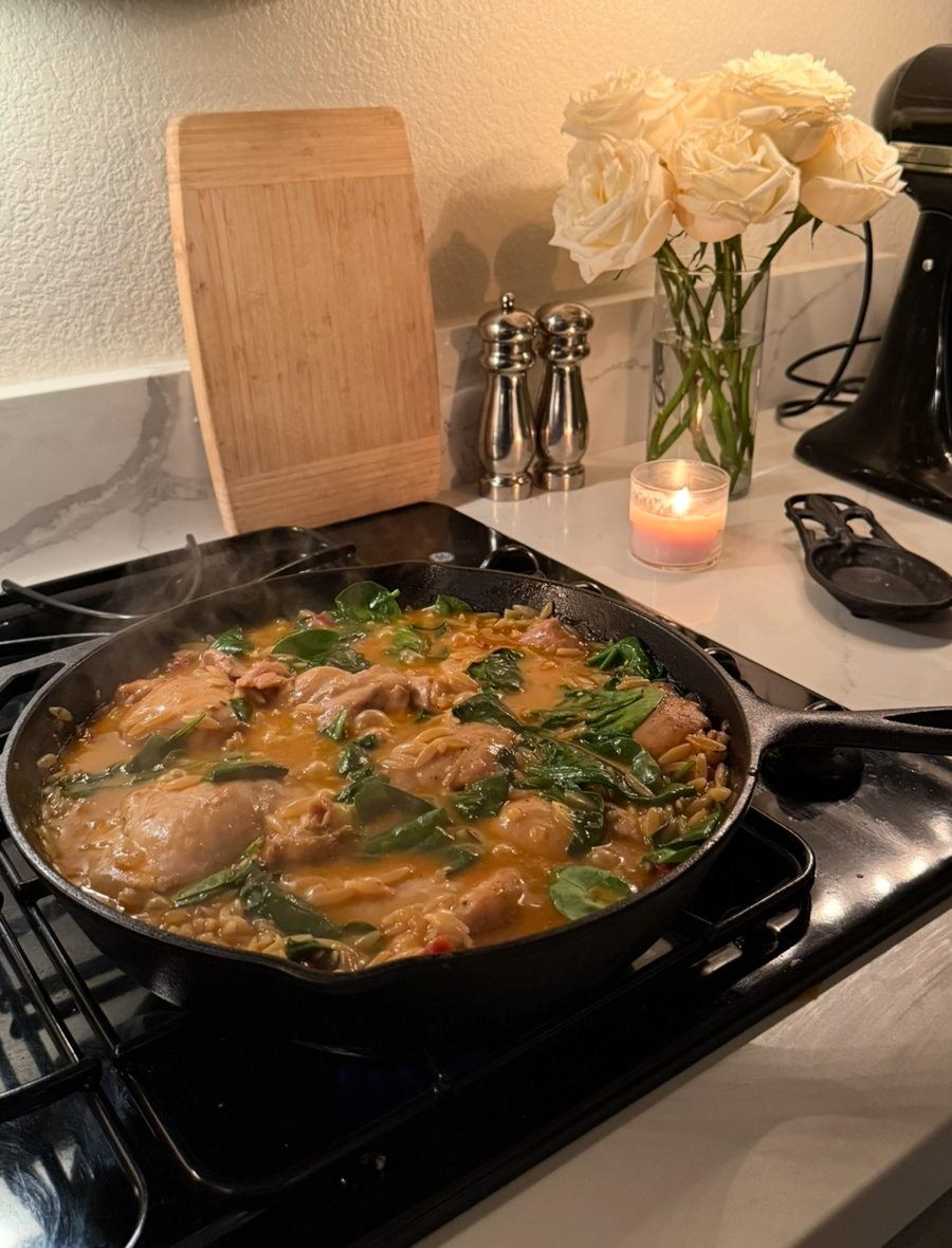 one-pan creamy chicken orzo