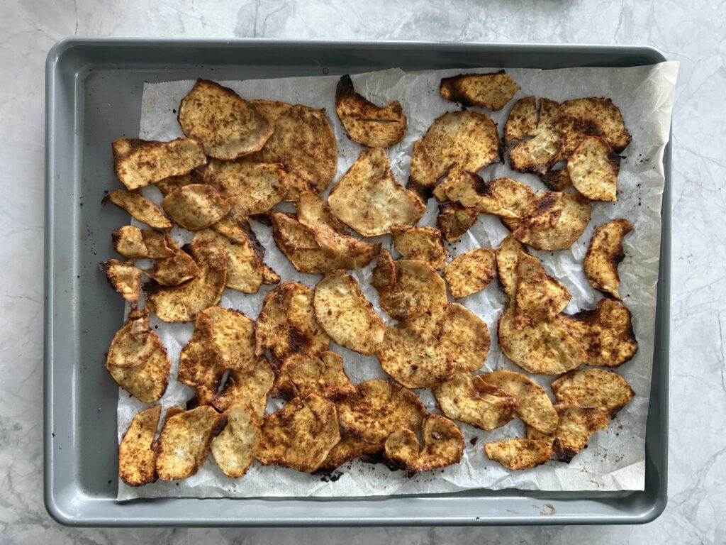 baked sweet potatoe slices for sweet potato nachos