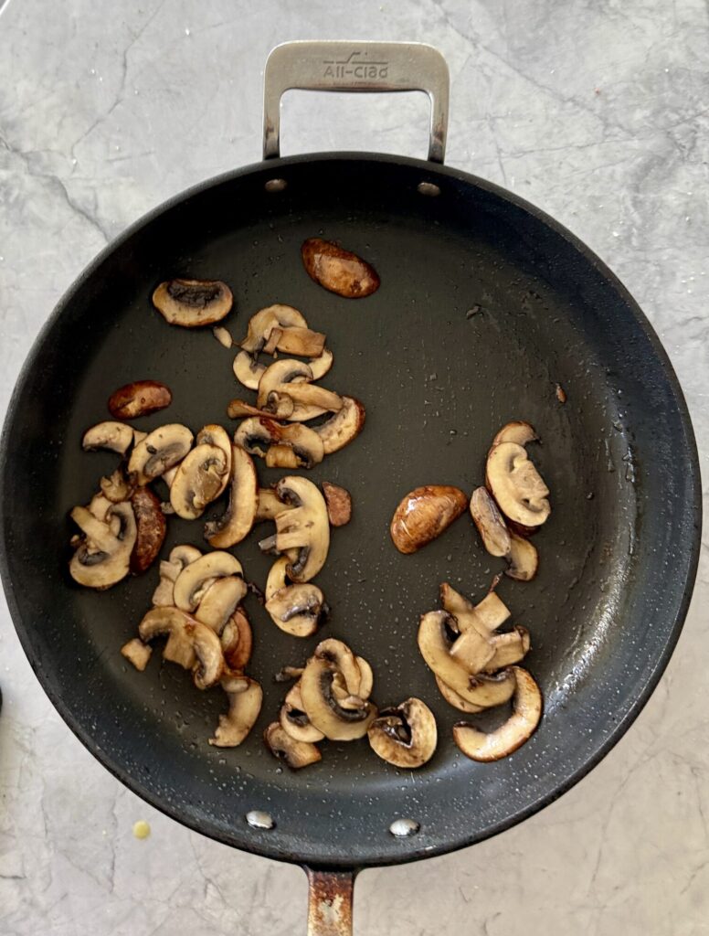 cremini mushrooms in pan