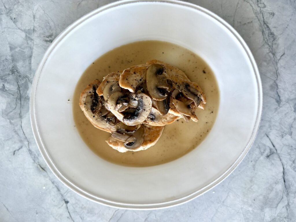 The Best White Wine Chicken and Mushroom Recipe - plated